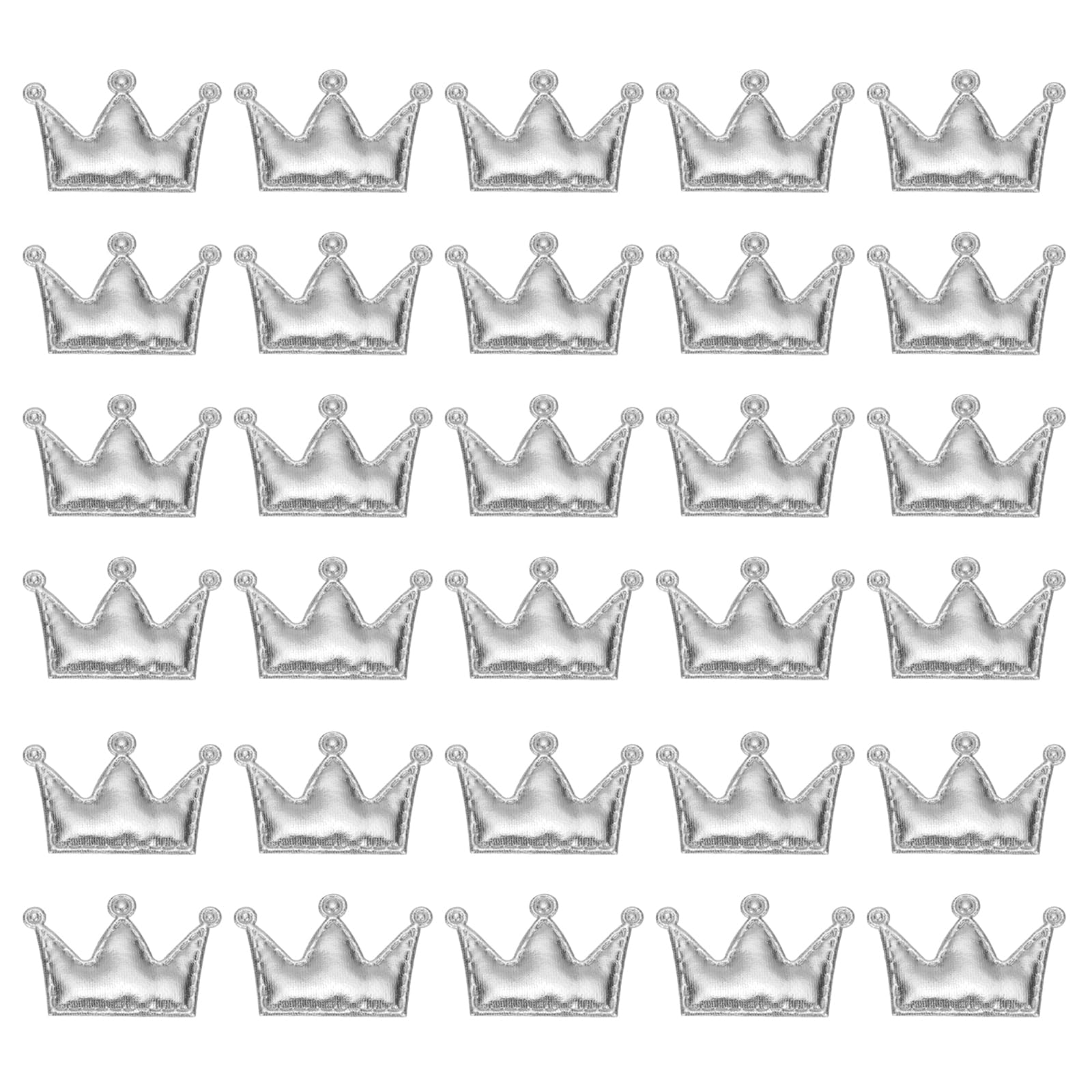 Patches brillants couronne PATIKIL, éléments matelassés en PU argenté pour customisation chic