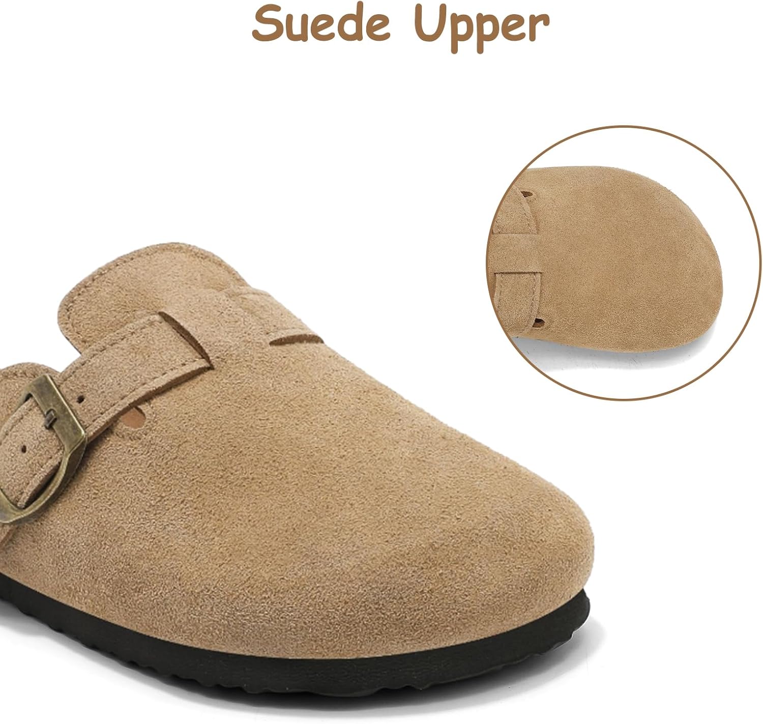 Kids Suede Clogs Boys Girls Mules Cork Genuine Leather Sandals with Adjustable Buckle Slippers Potato Shoe Indoor Outdoor Slip On Slide for Big Kids - Image 3
