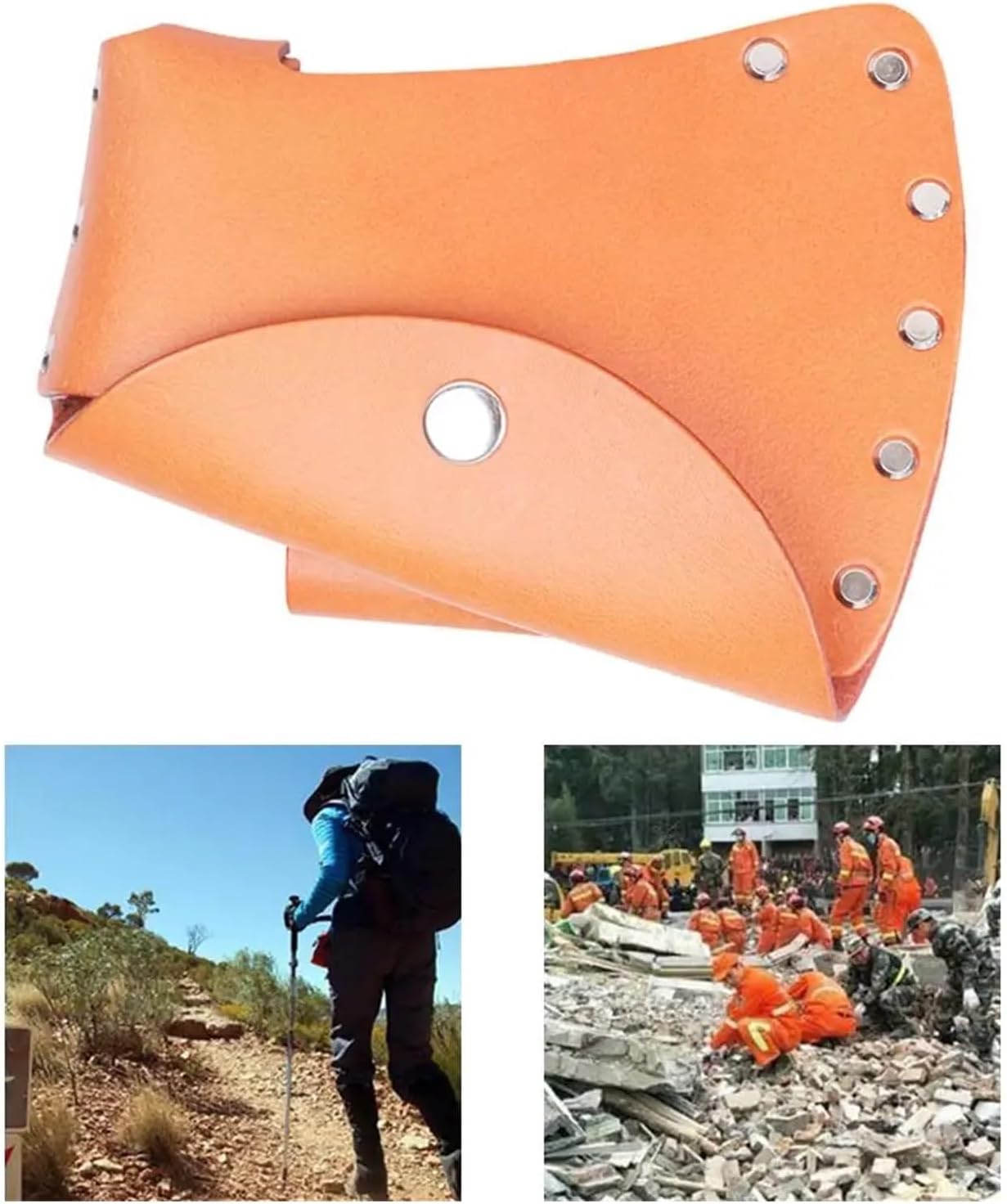 Leather Axe Head Sheath E Sheath Cover, Multifuntional Soft Pu Leather e Sheath Survival Portable Hunting Hiking Outdoor Camping Hatchet Blade e Tools