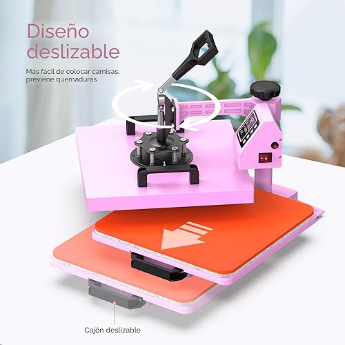 Miniatura 2 de Prensa de calor profesional de 15 x 15 pulgadas con accesorio de vaso de 30 onzas, prensa de calor combinada 8 en 1 para camisetas, vasos, latas de