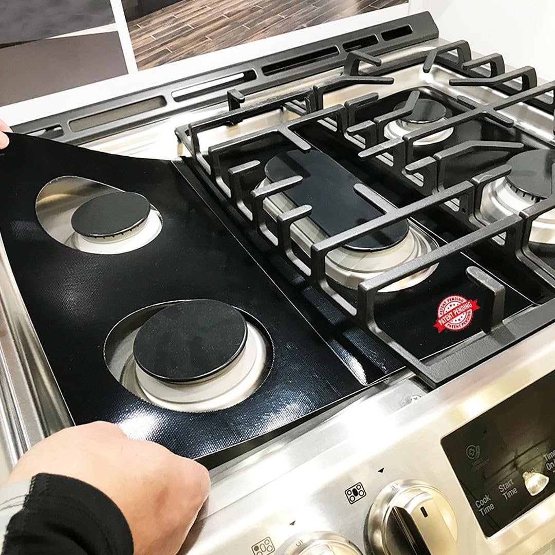 Premium Plus Stove Protectors for LG Gas Stove Model LRGN6323Y, Custom Cut, Easy to Clean Stove Liner, Made in the USA.