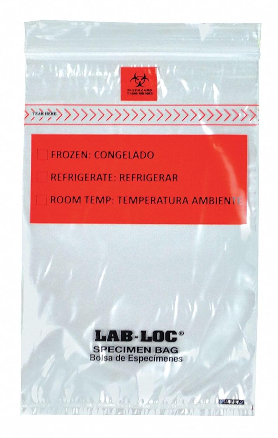 LABZ46B - 3-Wall Printed Bag with Removable Biohazard Symbol - Lab Loc Specimen Bags, Elkay Plastics - Case of 1,000