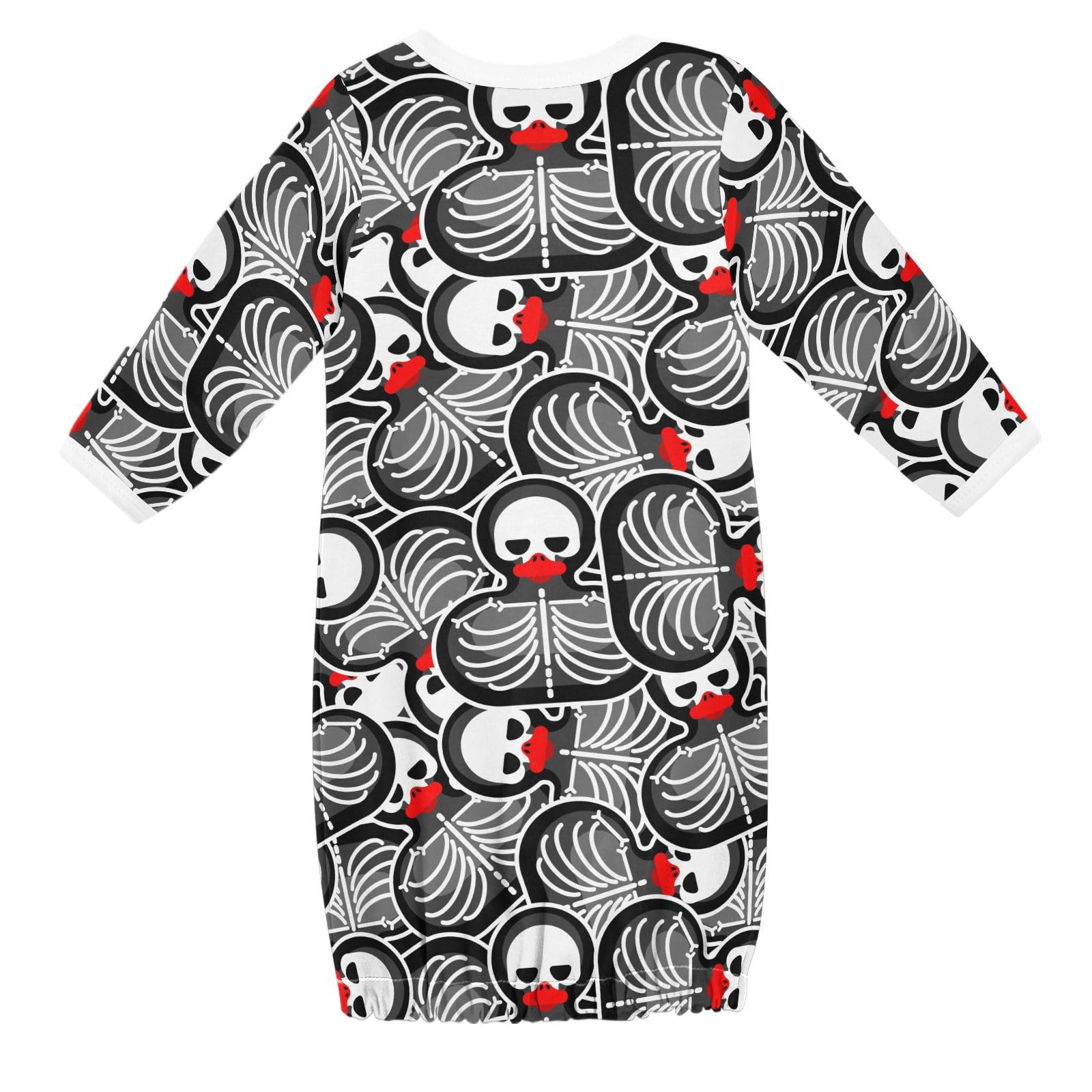 WIFIU Duck Skeleton Pattern Baby Girls Boys Sleeper Gown Cotton Nightgown Long Sleeve, Baby Nightdress Sleeping Clothes for Newborn 6-12 Months Multicolor