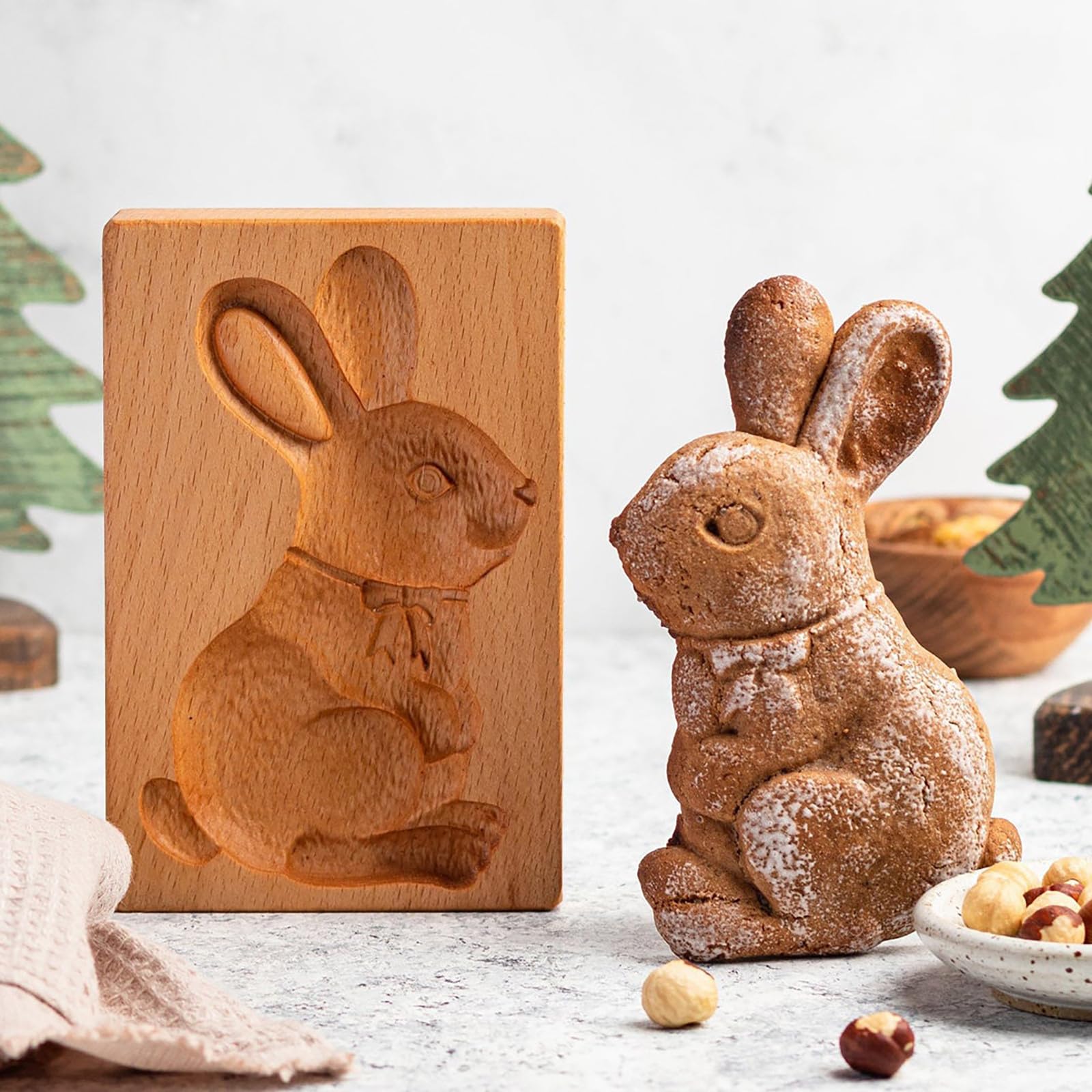 Molde de madera para galletas navideñas y de Halloween con sellos tallados en 3D