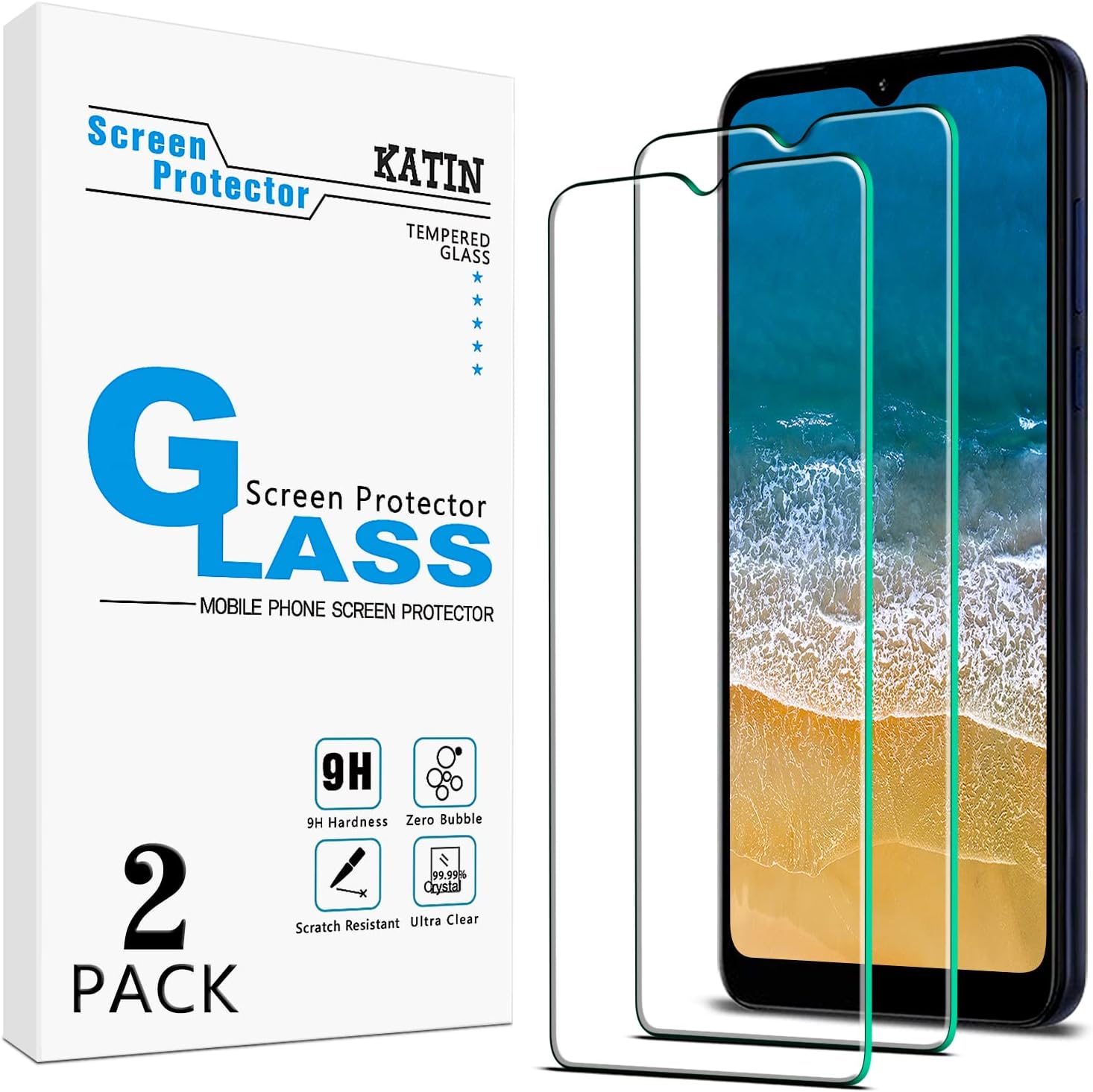 KATIN [2-Pack] Designed for Moto G Pure Tempered Glass Screen Protector, Anti Scratch, Bubble Free, Easy to Install