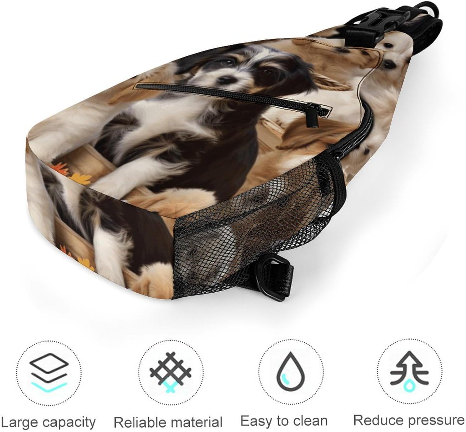 Cute Pet Dogs Sling Bag Crossbody Shoulder Backpack Adjustable Chest Bags Travel Hiking Daypacks for Women Men, 38x20cm image 5