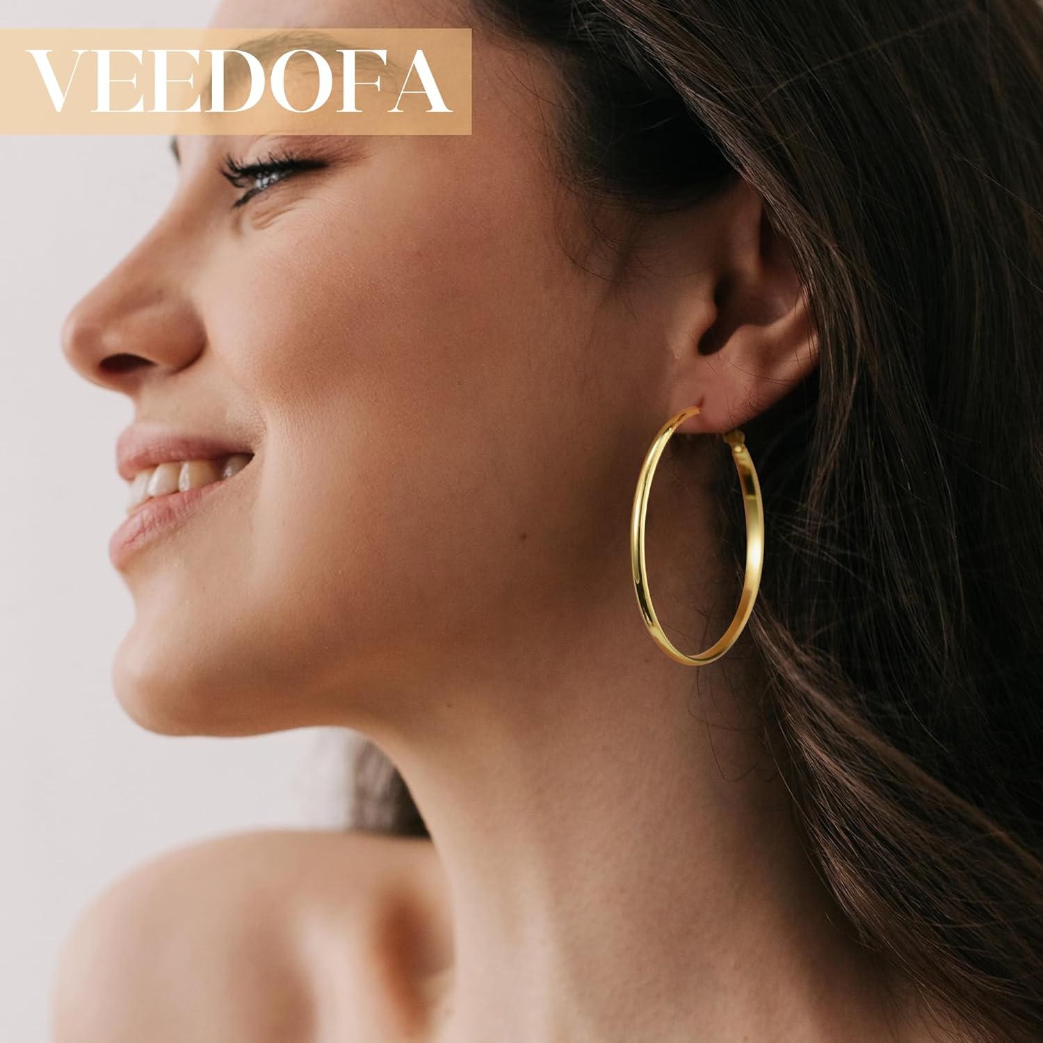 Gold Hoop Earrings for Women, Hypoallergenic 14K Gold Plated Hoops, Lightweight Sterling Silver Earrings for Women Jewelry Gifts 30/40/50/60MM - Image 4