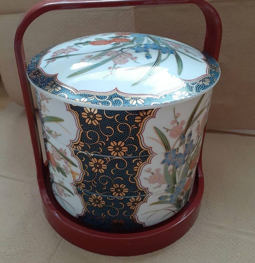 Amazon.co.jp: 幸山窯 重箱 陶器 三段重 手提げ付 丸重 おせち