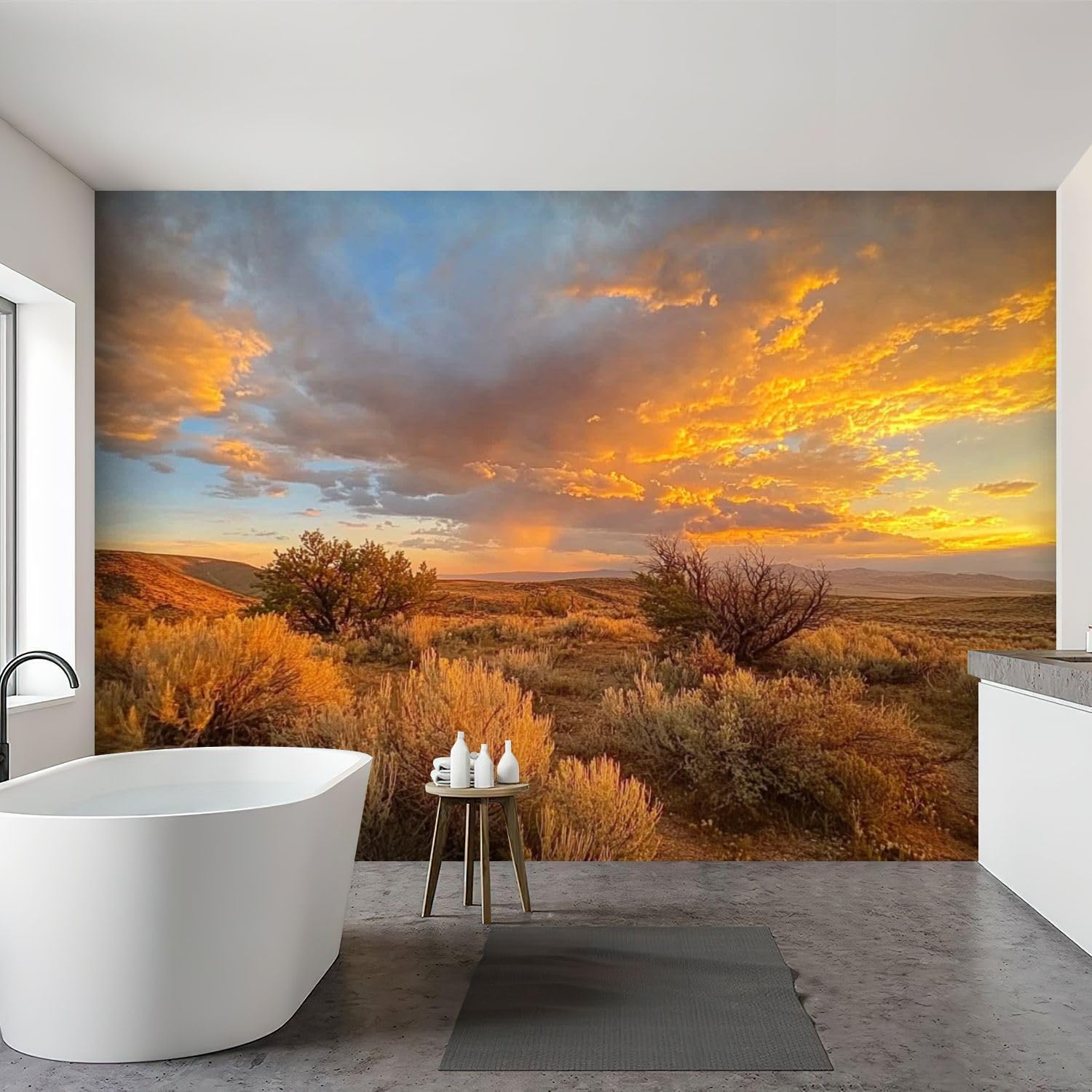 Wall Mural Peel & Stick Desert Sunset Self-Adhesive Wallpaper Removable Wall Decal Wall Sticker Home Decor for Living Room Bedroom 100"x144"