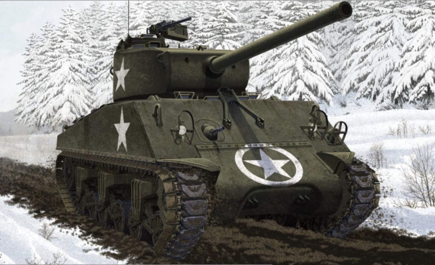 AFV_Club Academy 1:35 M4A3(76) W Battle of The Bulge Plastic Hobby Model Kit #13500