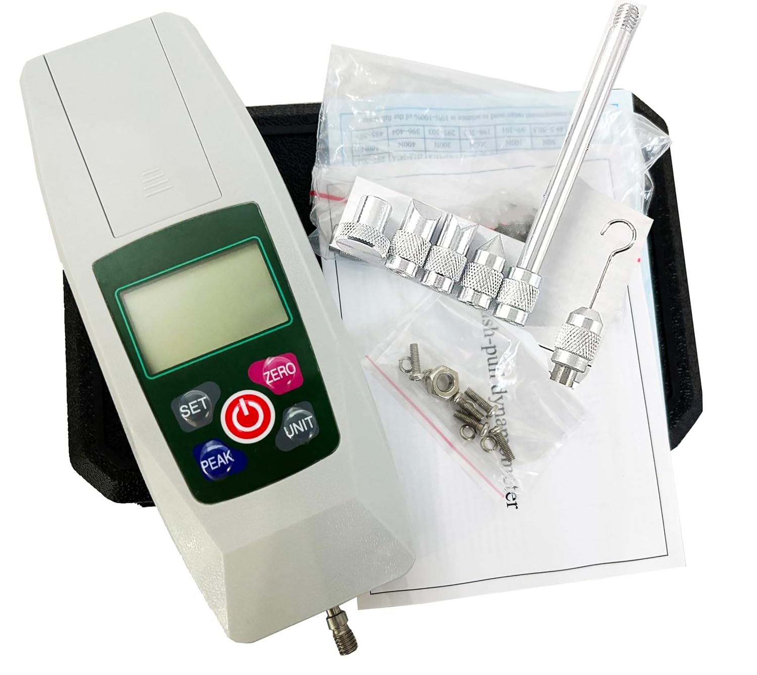 Push Pull Force Meter Digital Force Gauge for Push-Pull Load,Plug-in Force Test with Max Force Value 30N 3kg 6.5lb 108Oz Load Division Value 0.01N/0.001kg/0.001Lb/0.01Oz Four Measuring Units