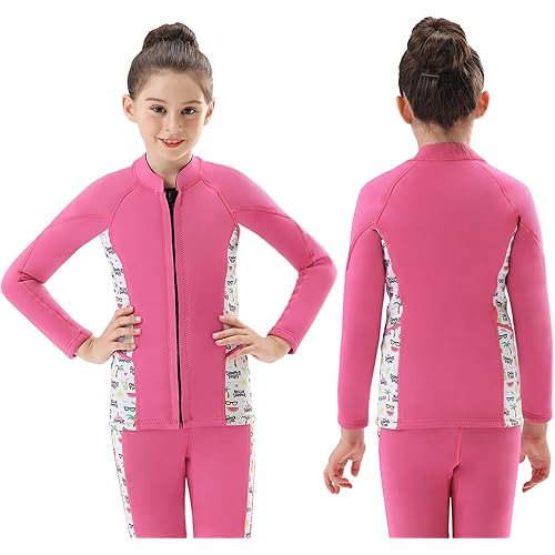 DEHAI Mens Women's Wetsuit Top Jackets, 2mm 3mm Neoprene Kids Wet Suit Long Sleeve Shirt and Youth Front Zip Sleeveless Vest, Water Sports Keep Warm for Diving Swimming Waterski Surfing