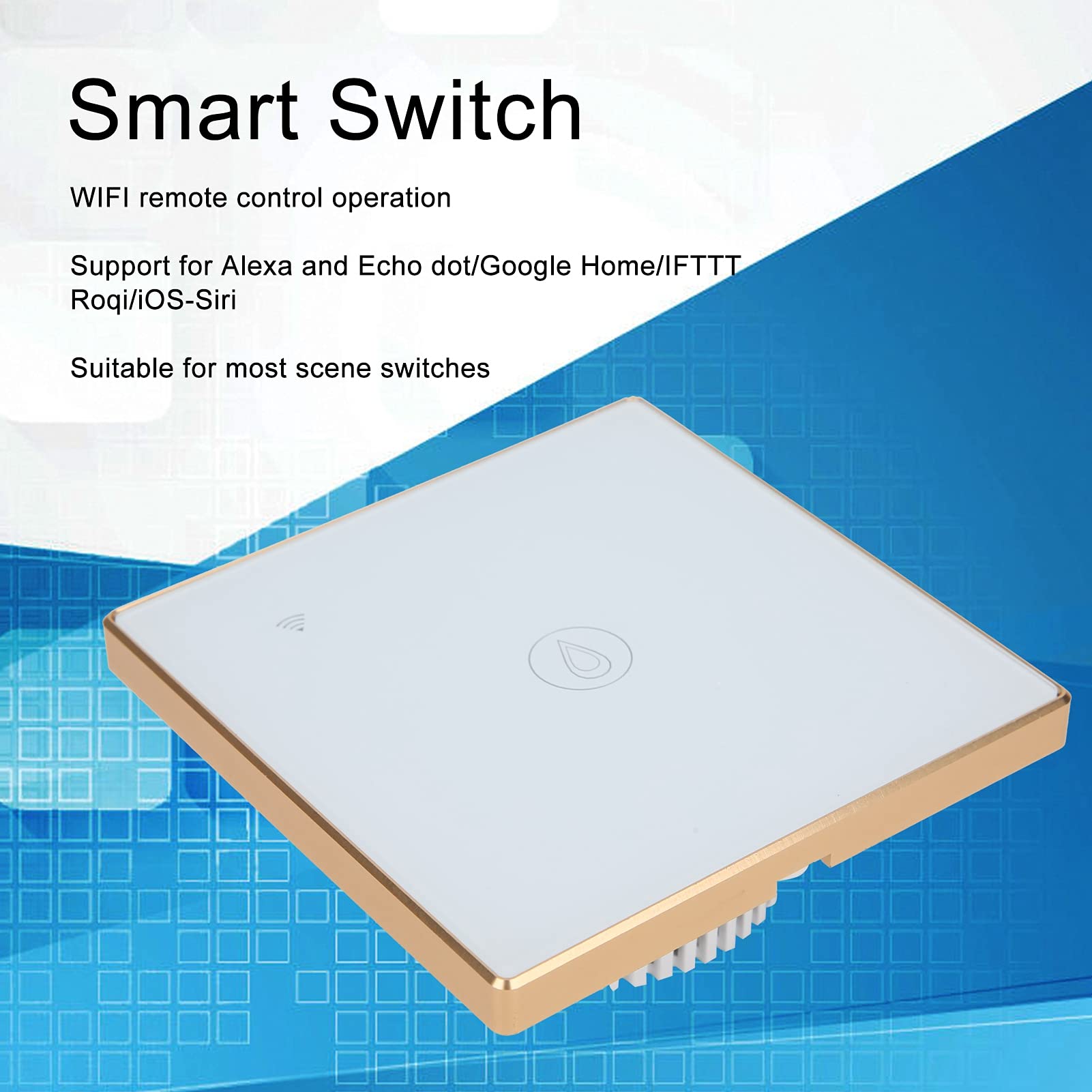 Interruptor de luz inteligente WiFi, interruptor de luz táctil de pared inteligente, interruptor inteligente Control remoto WiFi inalámbrico Distribución de energía Estándar UE/RU 95‑250 VCA