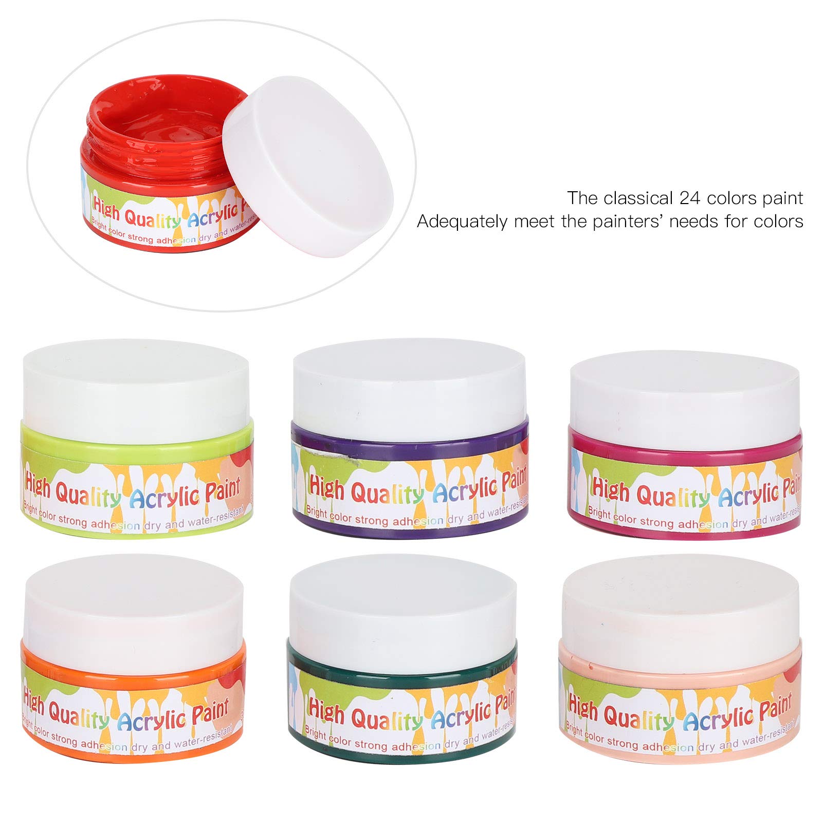 Professionelles Acrylfarben-Set mit 24 Farben, Künstler-Malpigment für DIY-Zeichnung, Wandfarbe mit leuchtenden Farben und cremiger Konsistenz, schnell trocknend für Stoff, Holz,