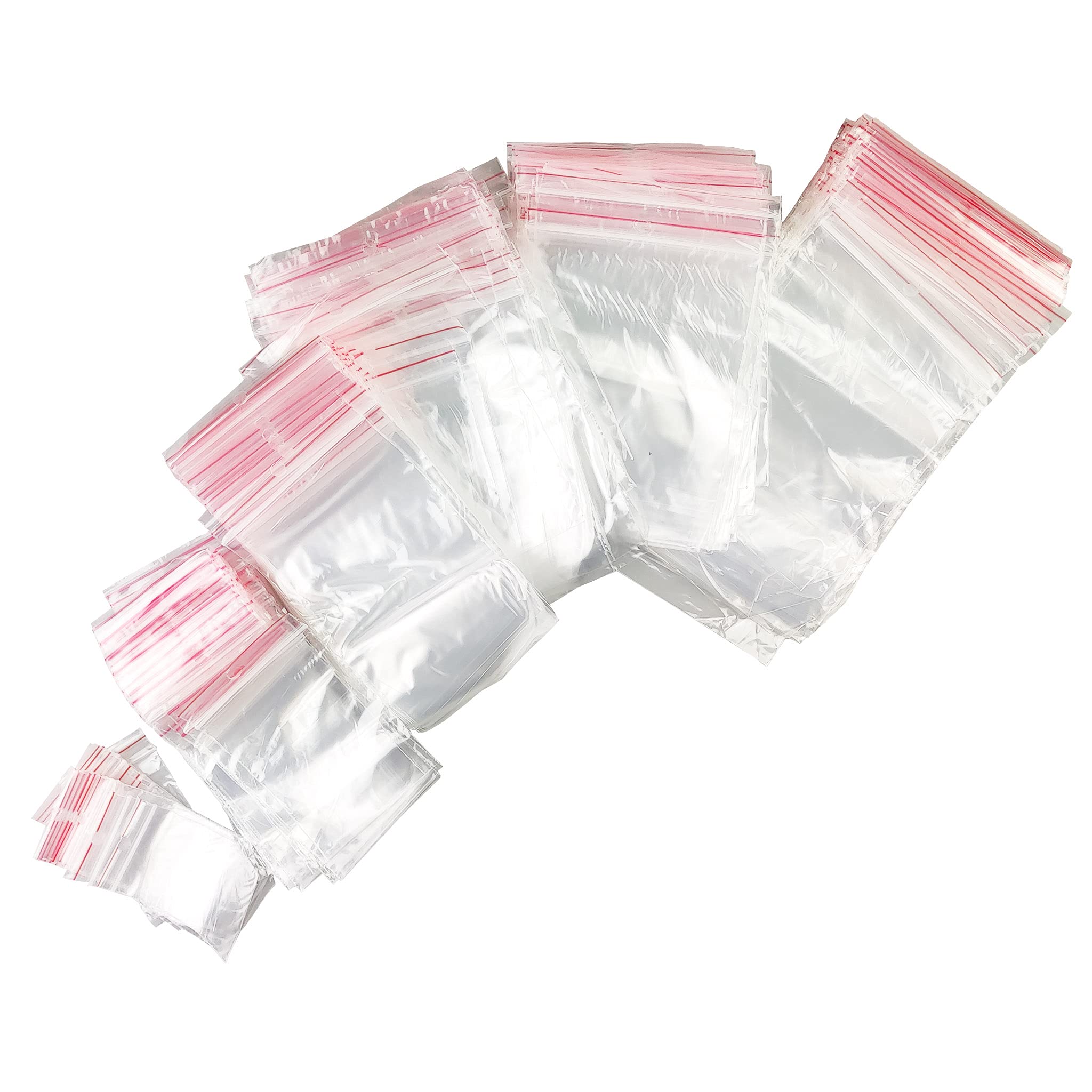 Netuno 500 Sacchetti con Chiusura a Pressione Trasparenti Mix Misure grandi (100 pezzi x 5 formati) bustine plastica Polietilene Buste con Zip Sacchetti di Plastica Richiudibili Polybags Trasparenti