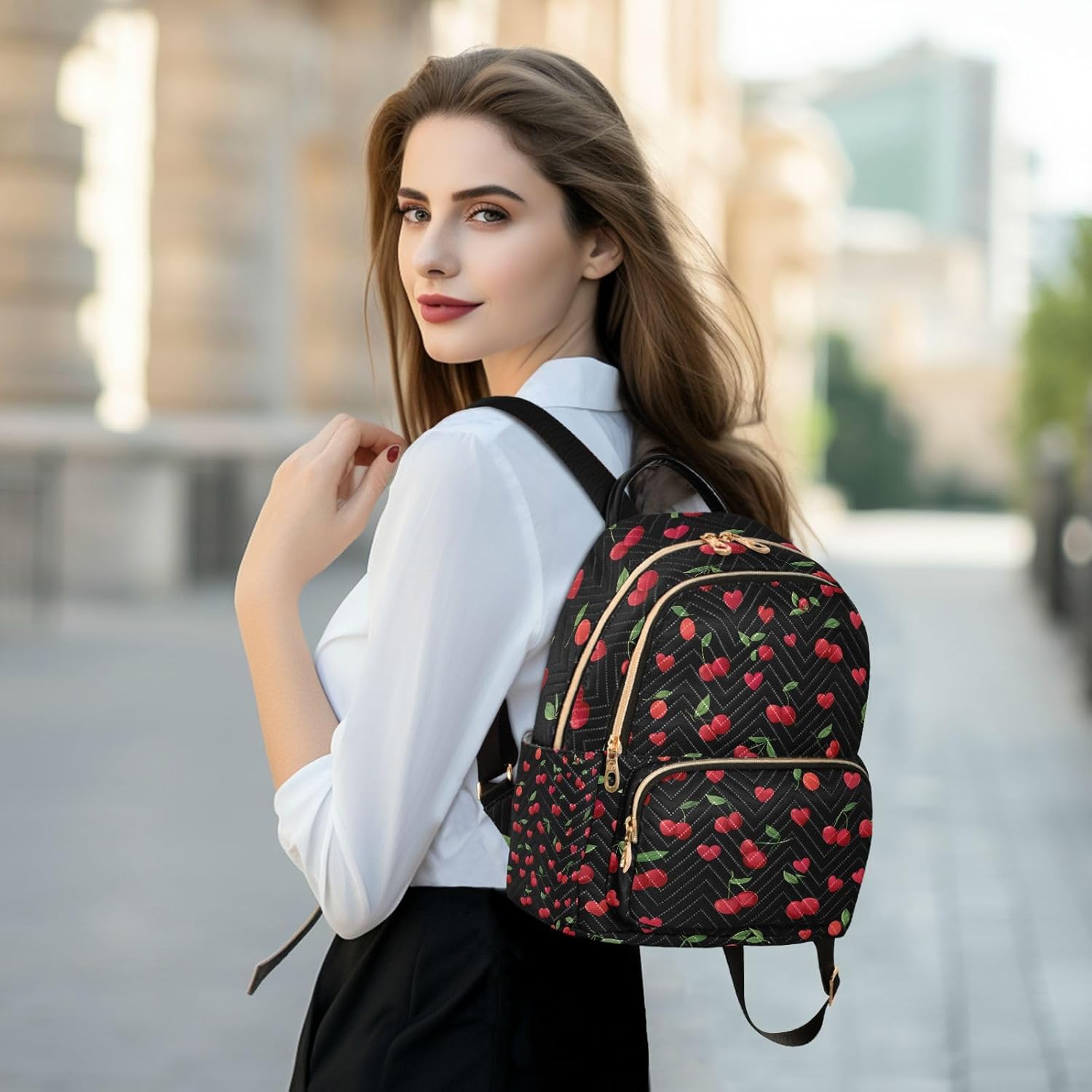 ALAZA Red Cherry Pattern Mini Backpack Purse for Women Travel Bag Lightweight Shoulder Bag Fashion Daypack184 - Image 6