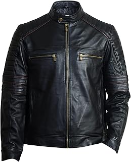 Body Guard Genuine Leather Jacket | Genuine &amp; Pure Leather Jacket | Mens Solid Biker Jacket | Full Sleeve Solid Jacket for...