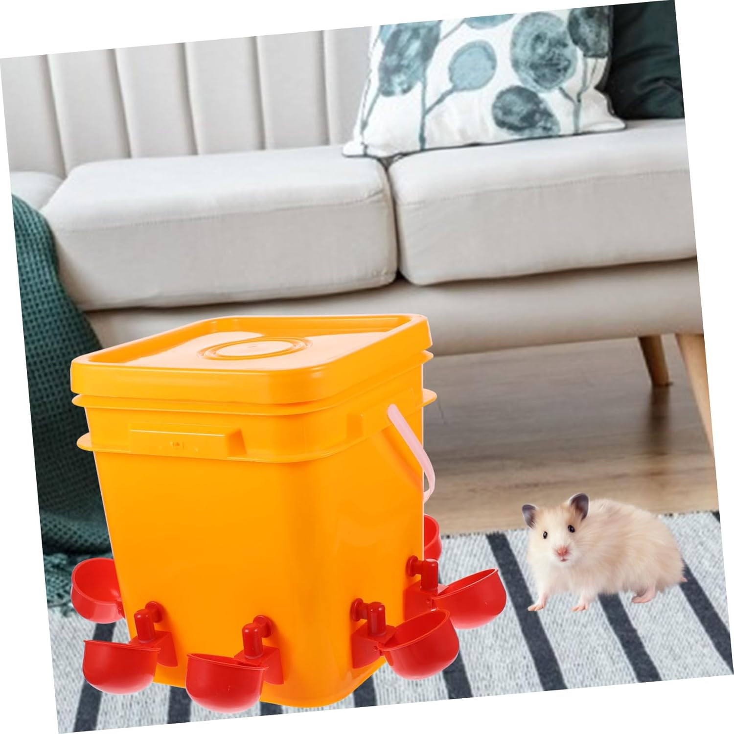 Automatic Chicken Water Feeder with Red Cups for Poultry Easy-Clean Quail Waterer Bowl for Chickens Ducks Geese Convenient Farm Water Dispenser for Continuous Fresh Supply