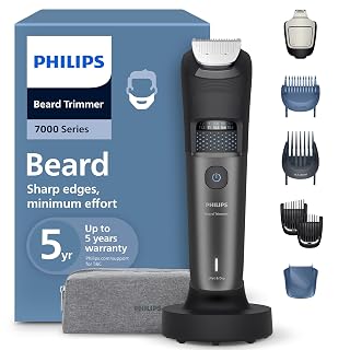 Philips 7000 Series Beard Trimmer, Metallic | BeardSense Technology, 40 Length Settings, Self-Sharpening Blades, Hair Collector, 120-Min Runtime, Wet or Dry, BT7665/15 - Amazon product rated Grade A