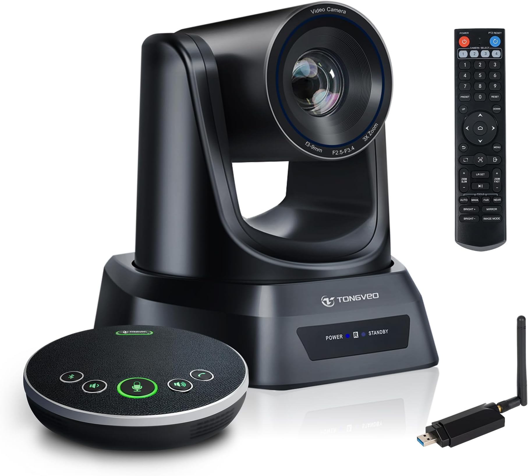 Wireless Conference Room Camera System with Bluetooth Microphone, PTZ Camera for Online Conference, Works with Zoom, Skype OBS Easy to Set Up