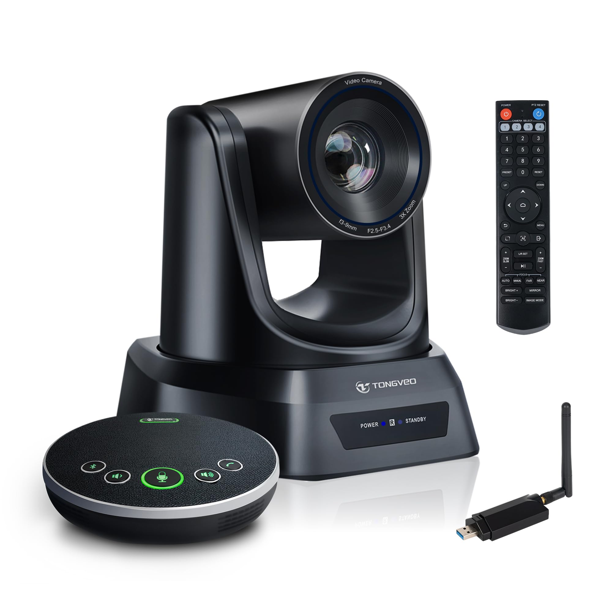 TONGVEO Wireless Conference Room Camera System with Bluetooth Microphone, PTZ Camera for Online Conference, Works with Zoom, Skype OBS Easy to Set Up
