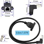 Upward 90°Angle RJ45 LAN Network Extension Cable Cat6 RJ45 90 Degree Male to Female Shielded Ethernet Network Connector Screw Panel Mount 8P8C Cable [2pack/Upward ][0.6M/1FT]
