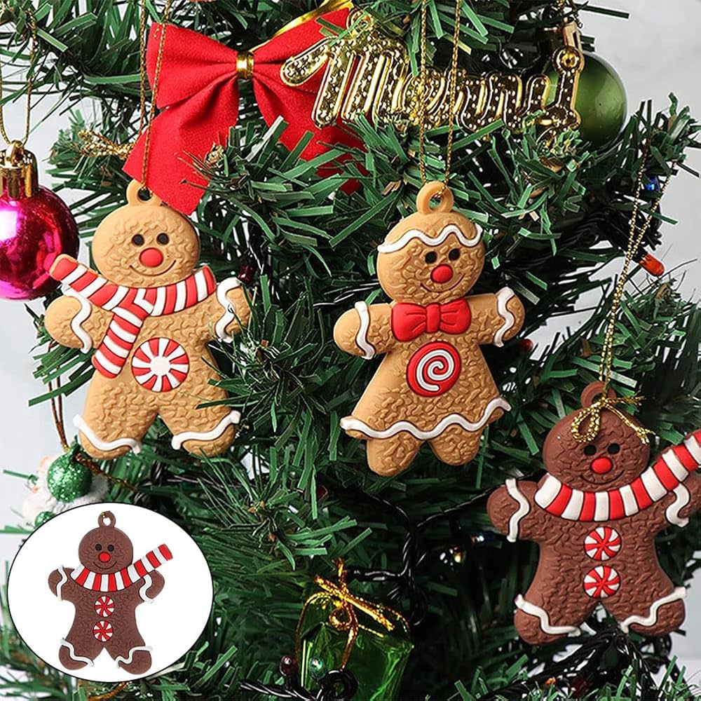 Crazy Bean 12pcs Ornements Pain D'Épice Suspension Décoration Sapin