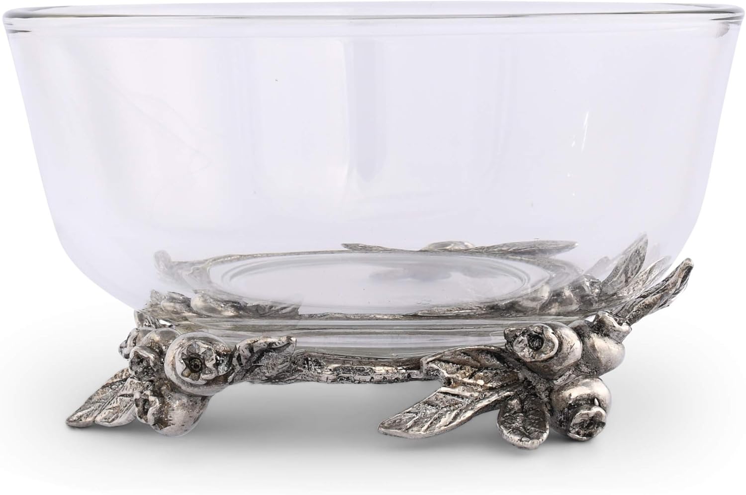 Vagabond House Dip/Candy/Fruit Glass Bowl with Blueberry Base 5.5 inch Long x 5.5 inch Wide x 3.5 inch Tall