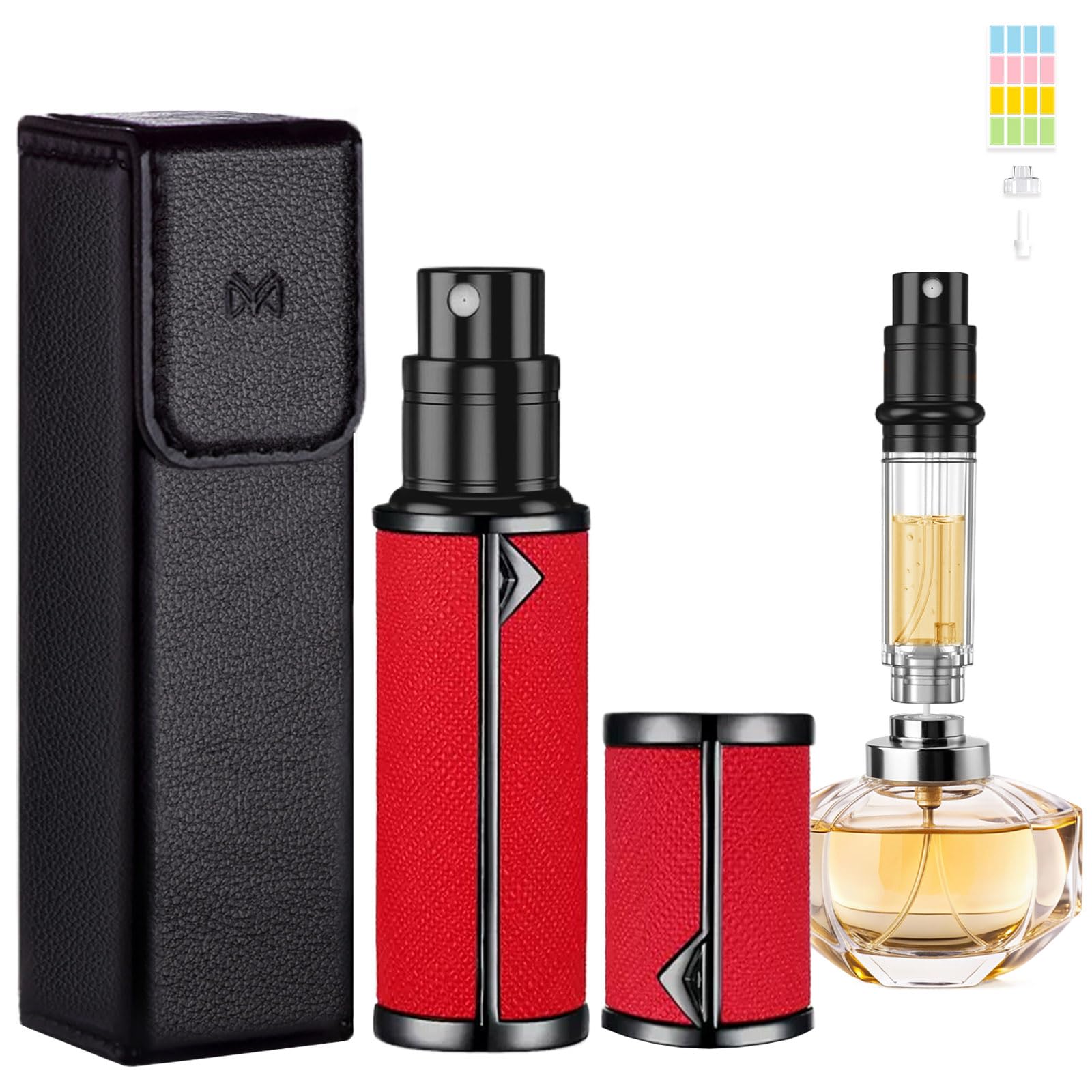 JOOMOKOPerfume Atomiser, Perfume Travel Bottle, 5ML Atomiser Spray Bottle Portable Perfume Dispenser Easy to Refill Cologne Dispenser for Women and Men (Red)