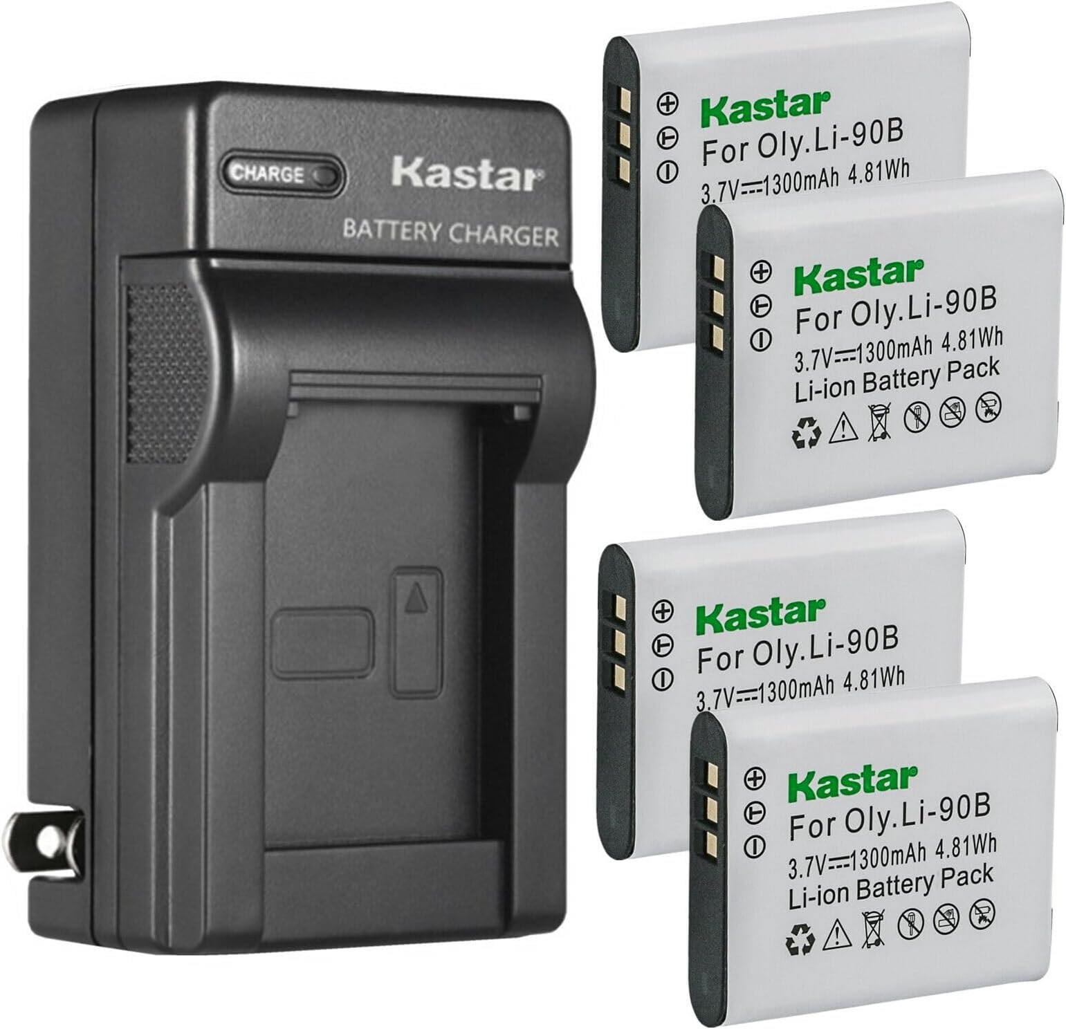 Kastar 4-Pack DB-110 Battery and AC Wall Charger Replacement for Ricoh Theta V 360 Spherical Camera, Ricoh Theta Z1 360 Spherical Camera, PEN1067, 910830, Ricoh Theta X 360 Spherical Camera