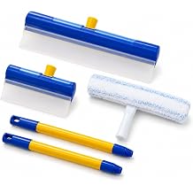 AquaBLADE Set No. 1 Window Wiper Set with Water Collection Tank Silicone Lip Washer 20 cm & 30 cm Wiper 2 Handles 35 cm Window Squeegee for Glass Shower Mirror and Tiles