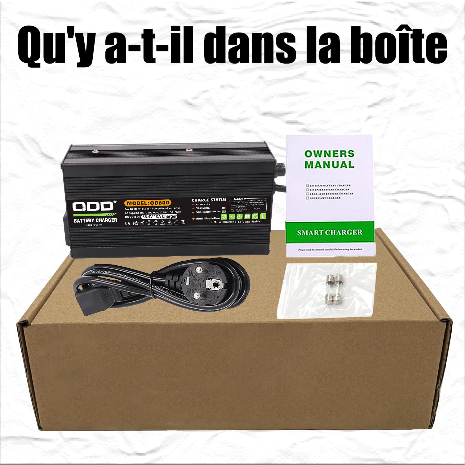 QDD 58,4 V 10 A ładowarka 48 V LiFePO4 ładowarka do akumulatorów 16S 48 V LiFePO4 Smart Charger Full z przyłączem zaciskowym krokodylkowym