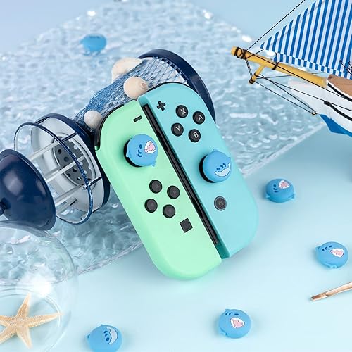 Miniatura 7 de GeekShare Bonitas tapas de silicona Joycon con agarre para pulgar, funda de joystick compatible con Nintendo Switch OLED Switch Lite, 4 unidades,