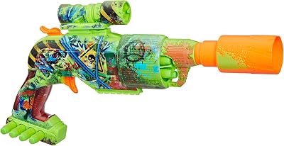 Nerf Zombie Driller, Blaster à fléchettes, Jeu Halloween, fléchettes en Mousse, Jouet Vert et Orange, à partir de 8 Ans