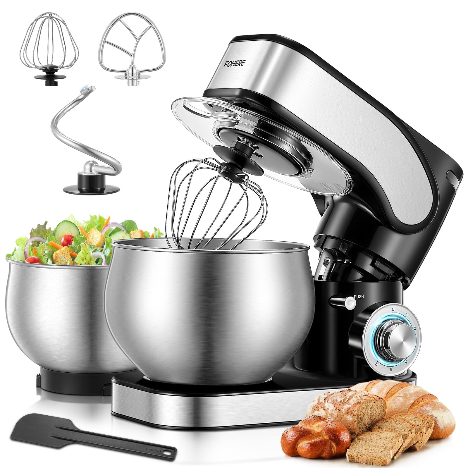 robot pâtissier 5l + 3l acier inox