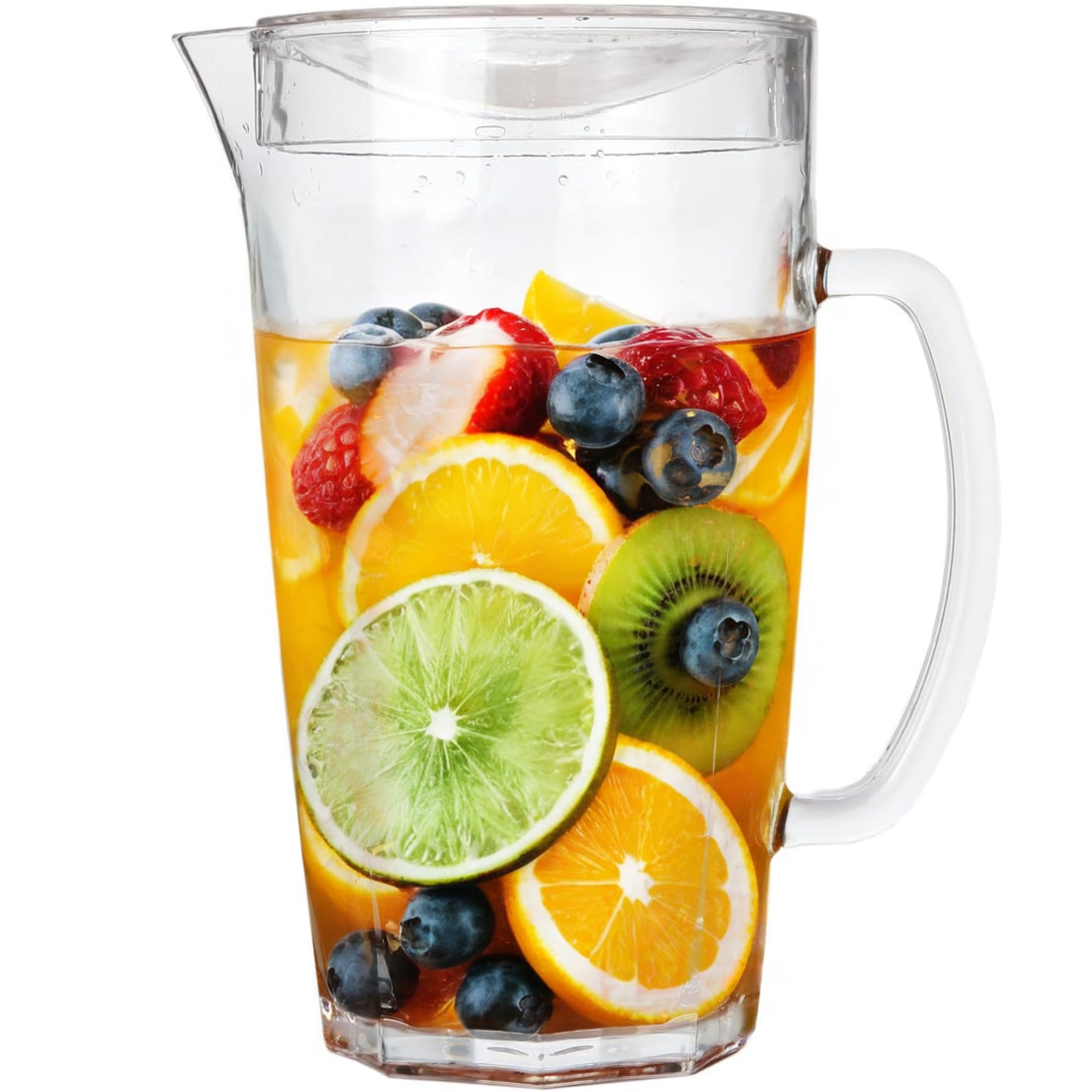 Lily's Home Break-Resistant Plastic Pitcher with Lid, Food Safe and BPA-Free, Sturdy and Ideal for Indoor or Outdoor Use for Lemonade, Beer or Water, Iced Tea, Classic Design (64 oz)