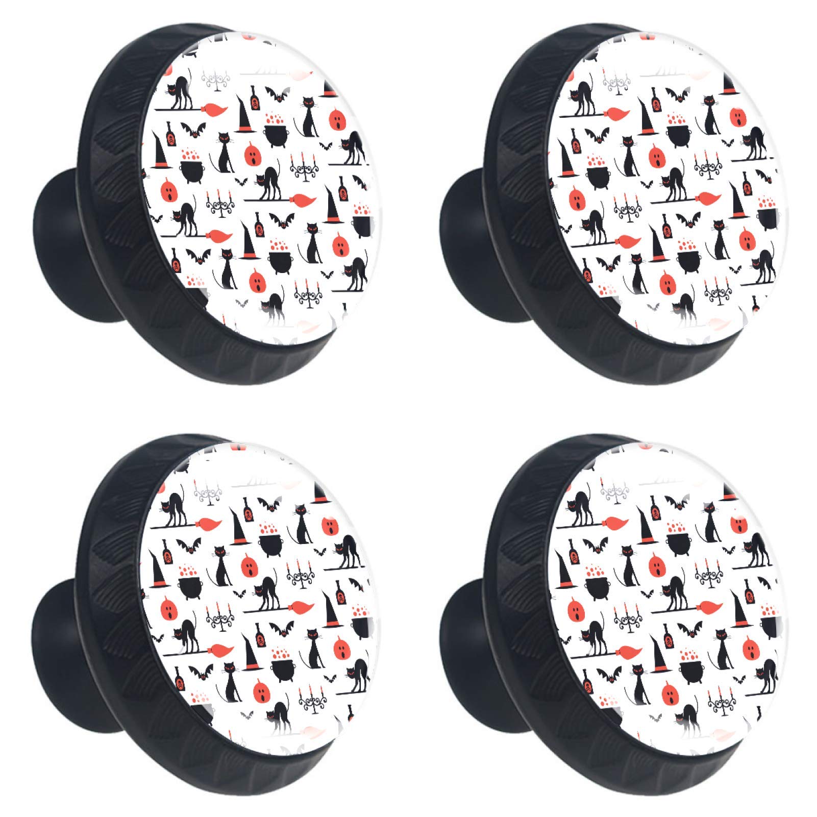 Bouton de meuble chat noir en cristal pour décorer une chambre