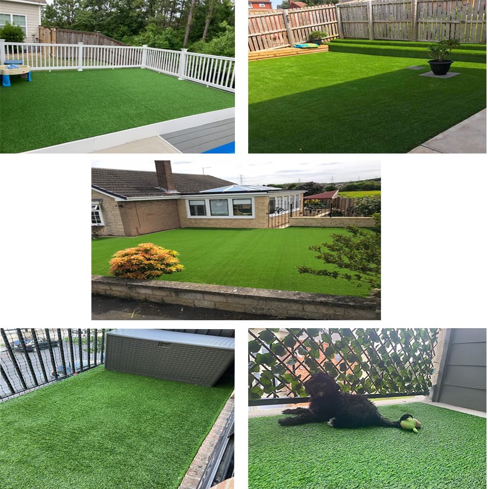 Artificial Turf Grass Outdoor 2ftx8ft, 0.7” Pile Height Realistic Fake Grass Rug with Drainage Holes Synthetic Turf Mat for Garden Landscape Balcony Patio Backyard Decoration