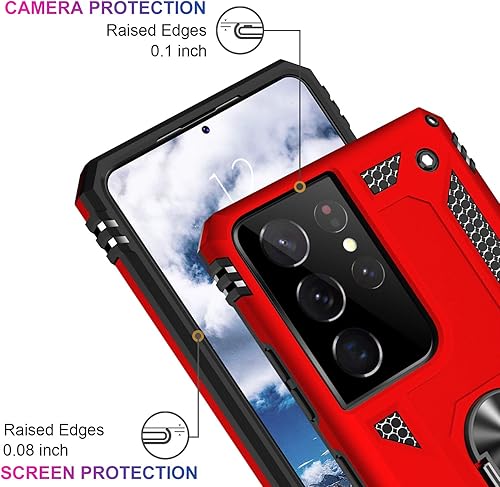 Miniatura 3 de IKAZZ Funda protectora para Galaxy S21 Ultra, de grado militar, a prueba de golpes, resistente, pasa prueba de caída de 16 pies con soporte