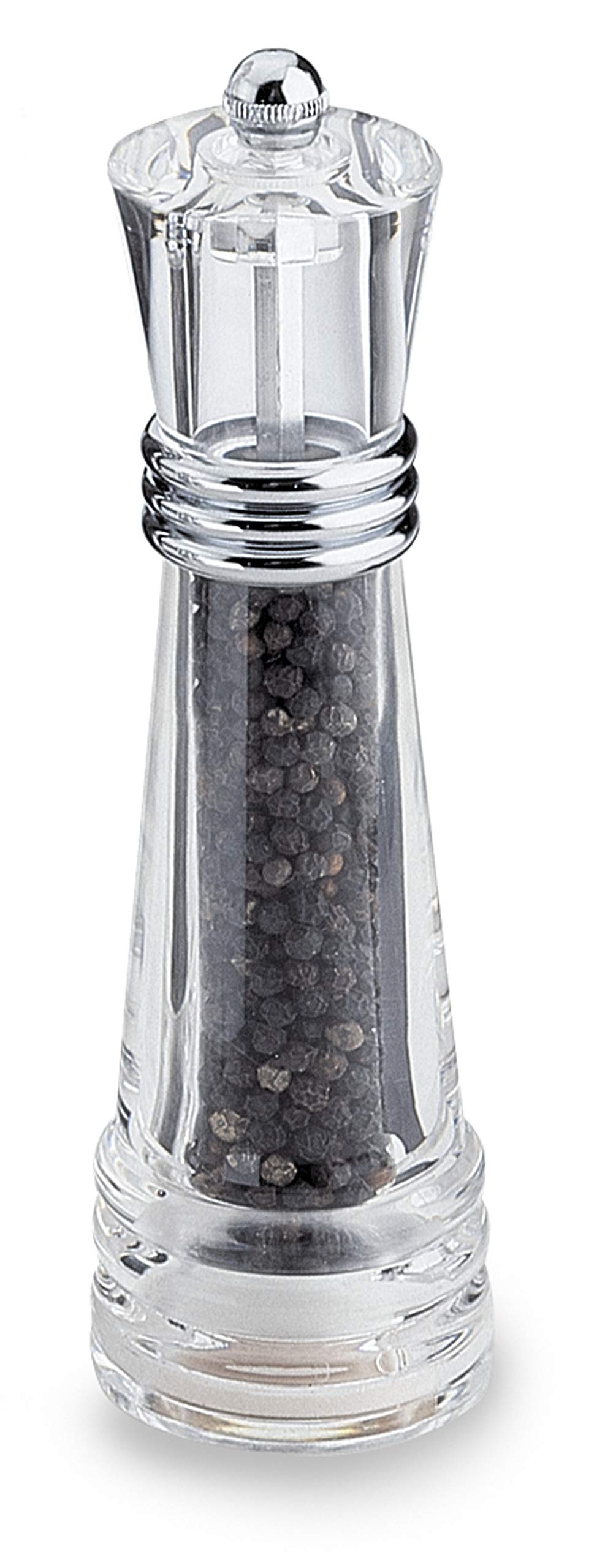 Grunwerg Krystal Acrylic ‘Lighthouse’ Single Pepper Mill, Gift Boxed, 14.5cm, Silver Gray