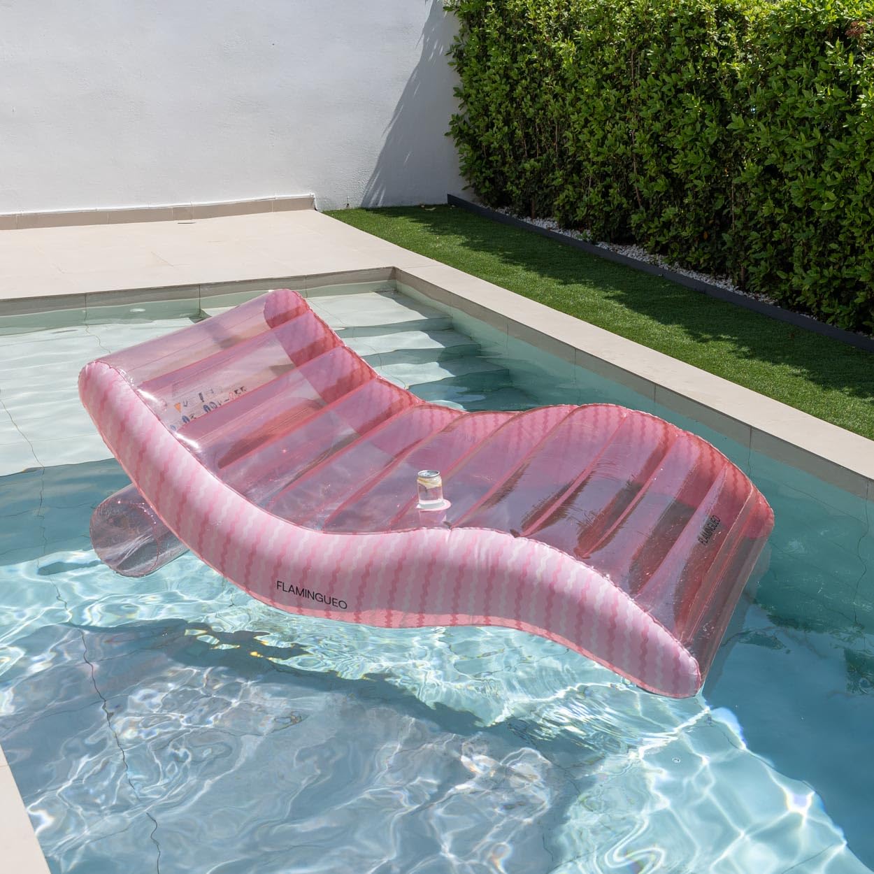 Flamingueo Wasserhängematte - Mit Cupholder - Widerstandsfähiges PVC - Design Streifen, Doppelventil