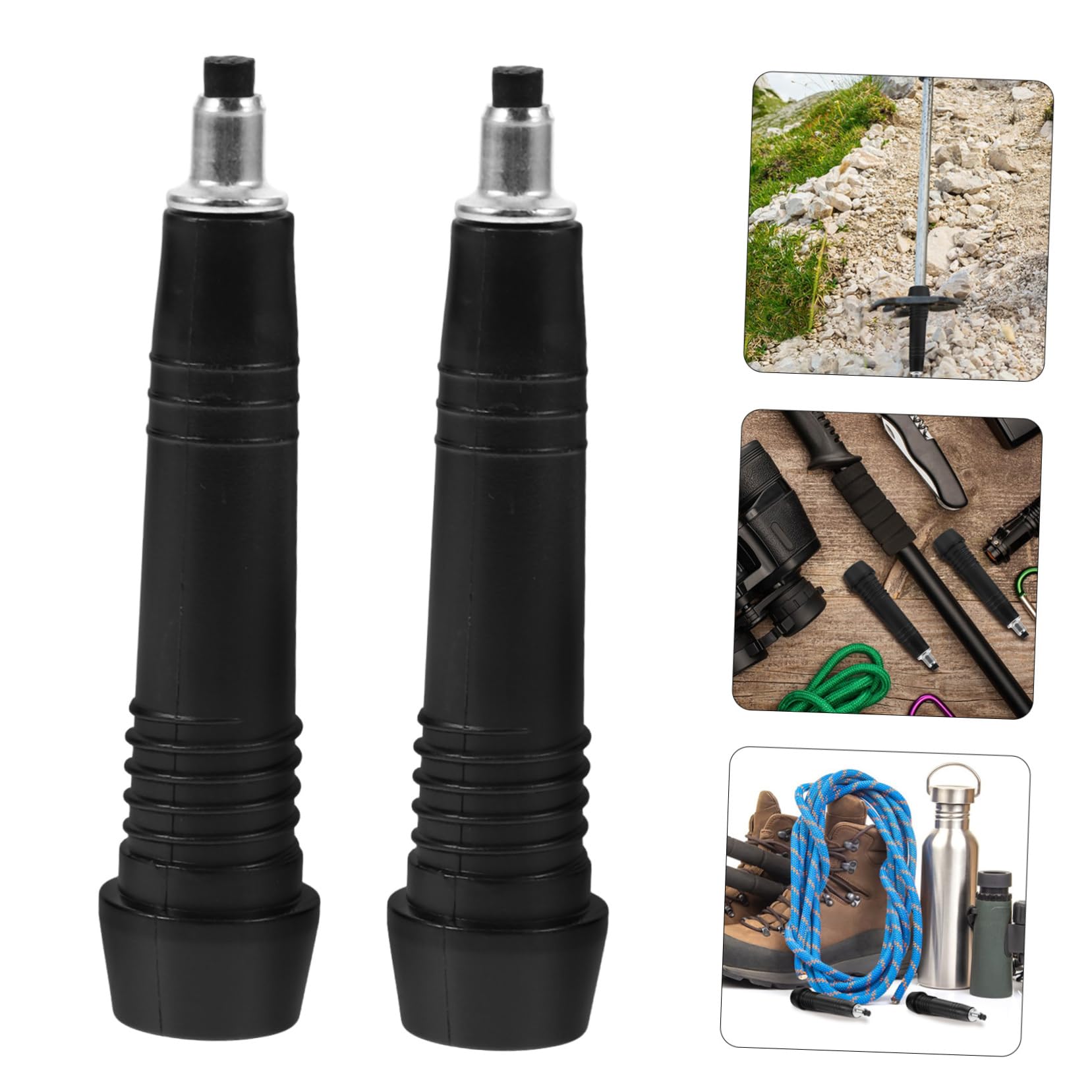 Didiseaon 2Pcs Steel Cane Tips for Trekking Poles Durable Hiking Pole Replacement Tips for Slippery and Uneven Surfaces Easy to Install Hiking Cane Accessories