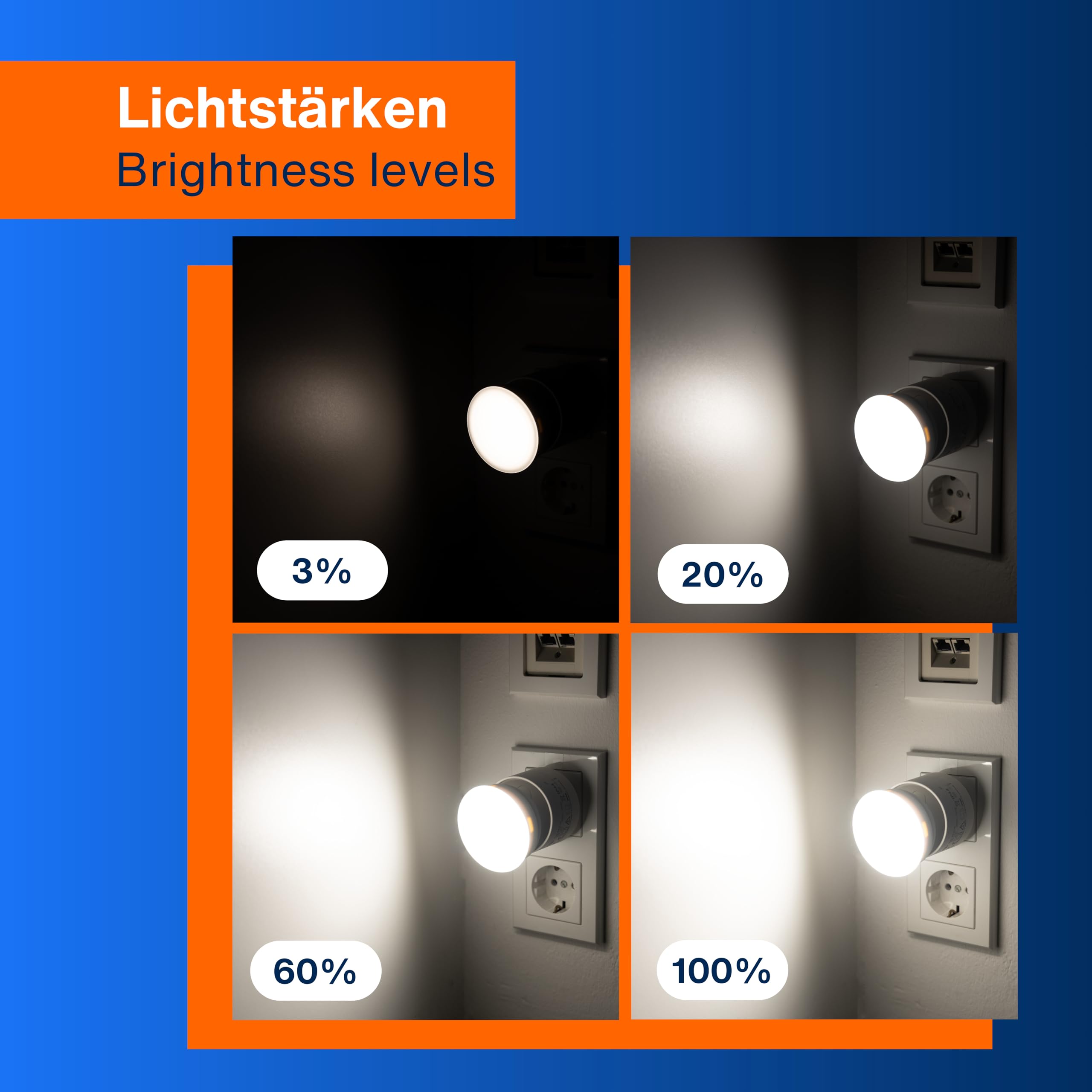 REV Lampa z gniazdkiem elektrycznym, 4-stopniowe ściemnianie, 10 W, 850 lm, 3000 K, lampa wtykowa do wtyku do gniazd, przedłużacz i gniazda wielokrotne, biała