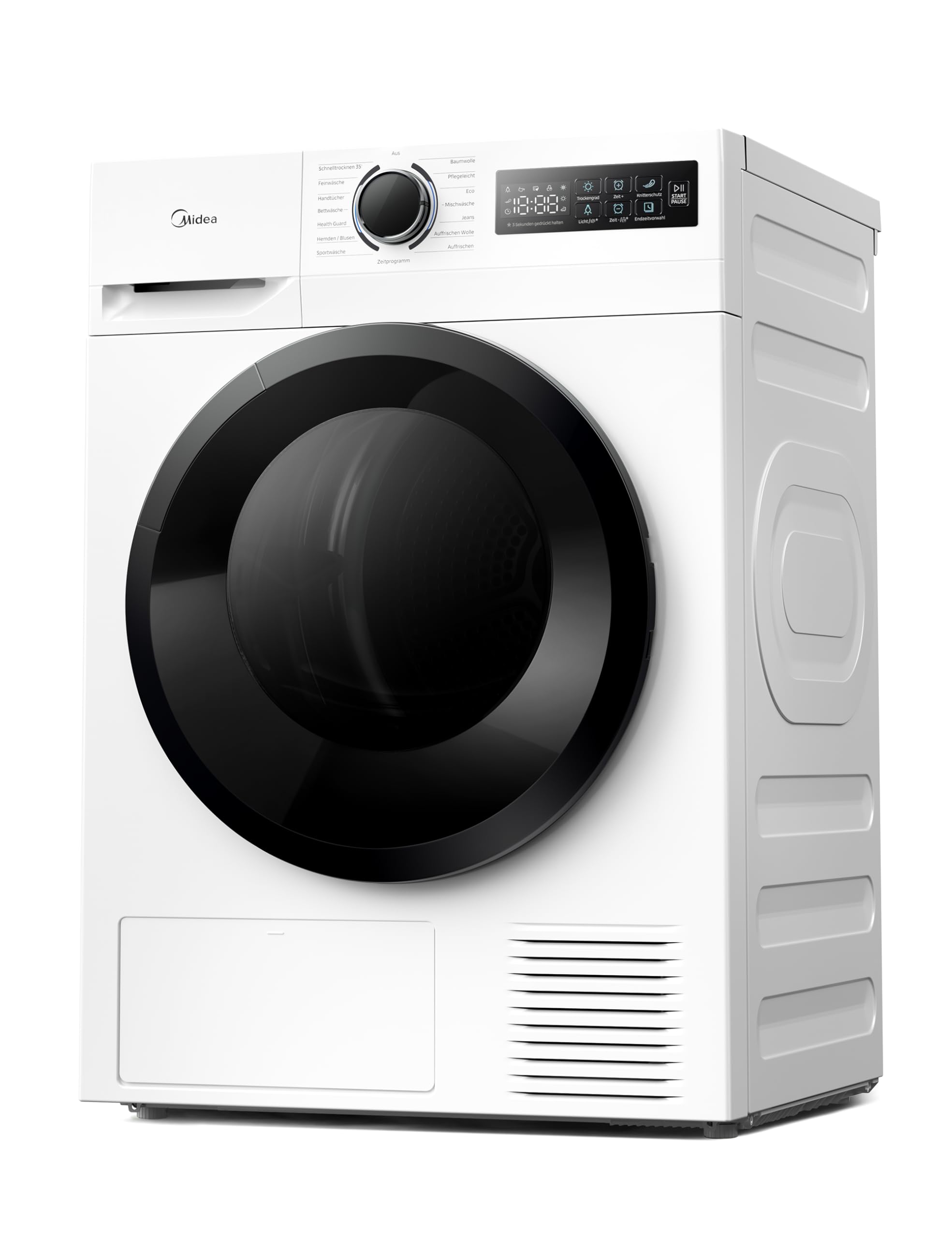 Midea MD11EH80BD Wärmepumpentrockner, 8 kg, Energieklasse D, Schnelltrocknen 35', HealthGuard, Sensor-Trocknung,Auffrischen,Knitterschutz, Auffrischen Wolle, Weiß - 3