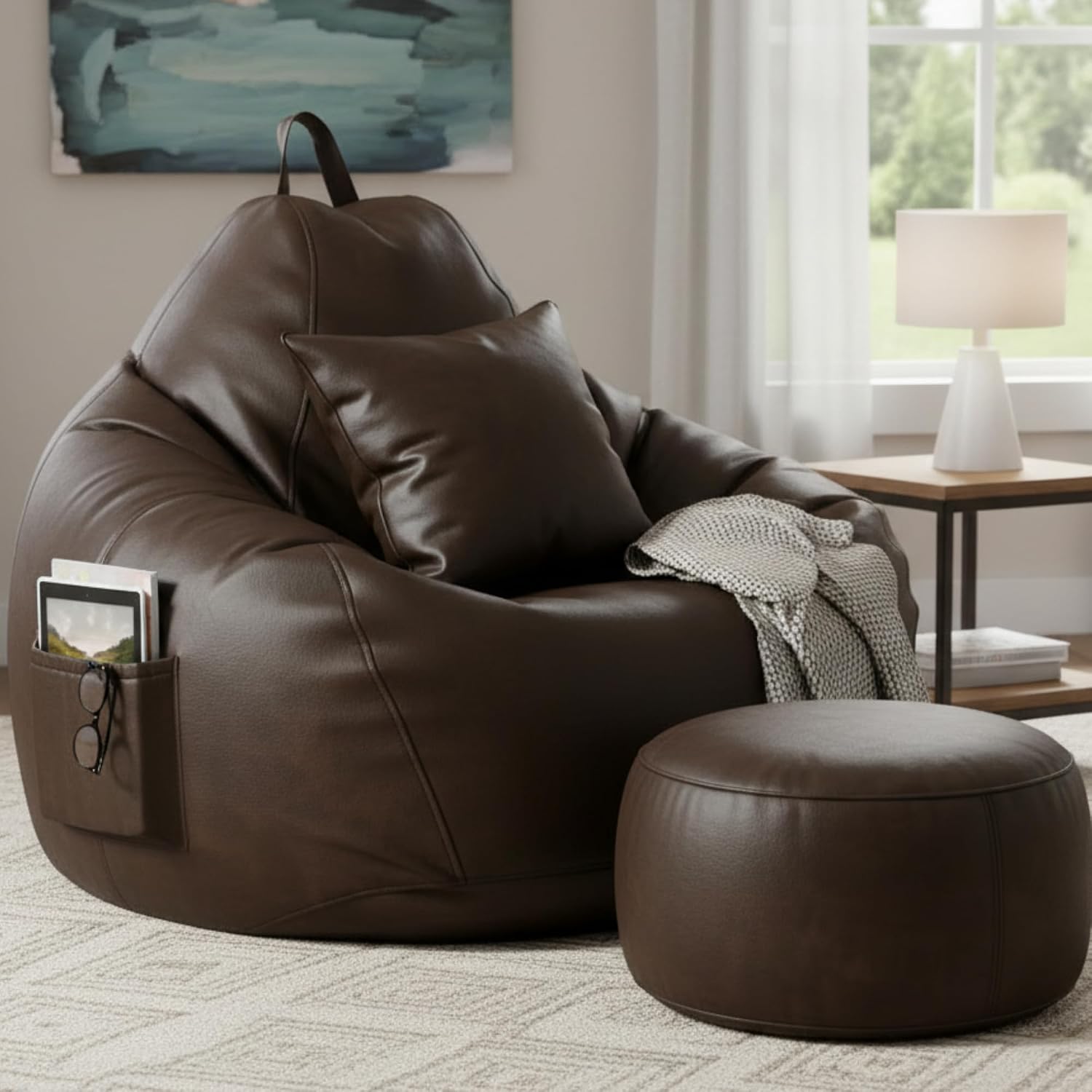 KAM'S LIEU Store KAM'S LIEU 6XL Premium Leatherette Bean Bag Combo - Image 1