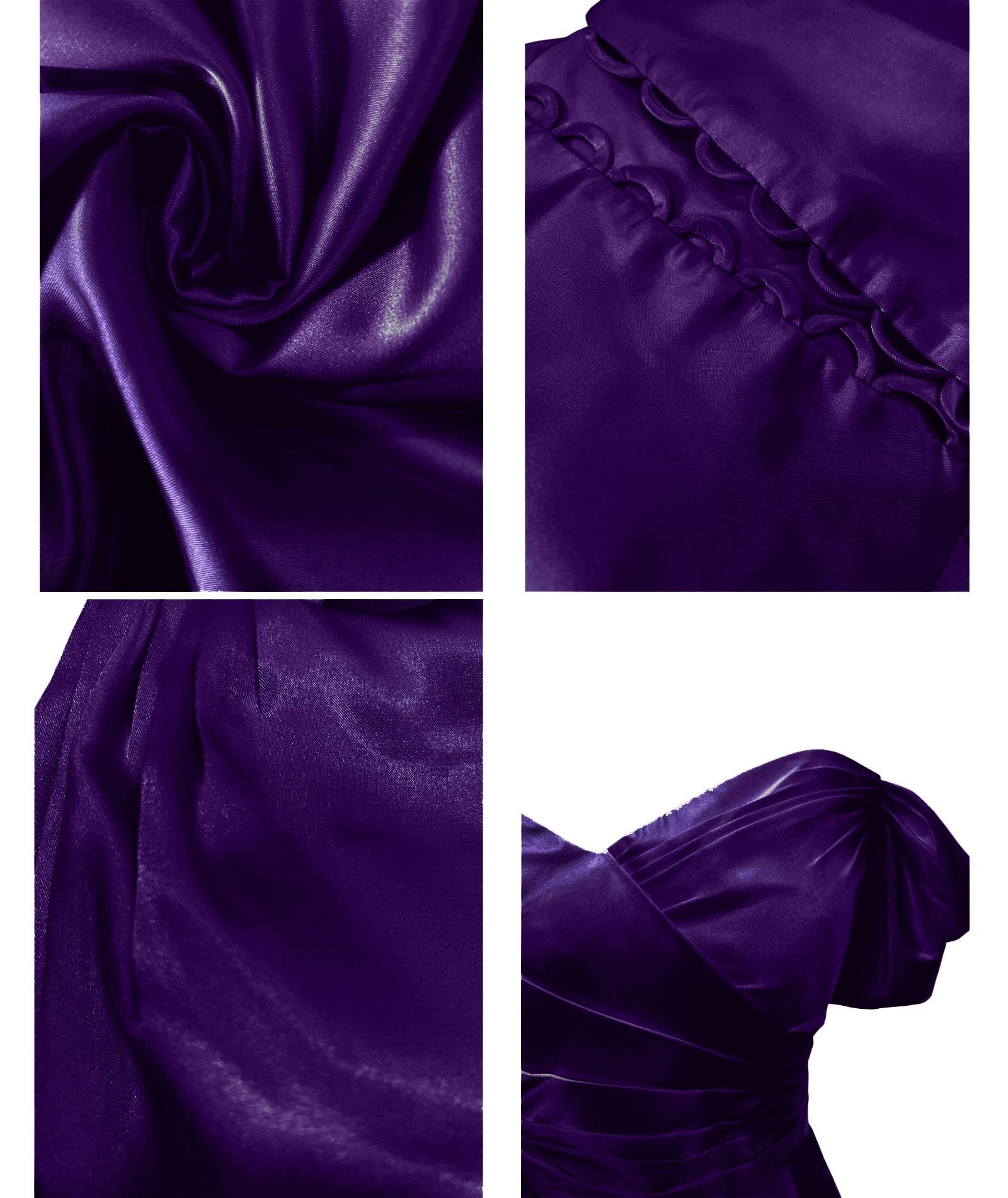 ECDAHICC Schulterfreies Brautjungfernkleid Für Damen Satin Langer Schlitz Elegantes Formelles Abendkleid A-Linie Hochzeits und Partykleid