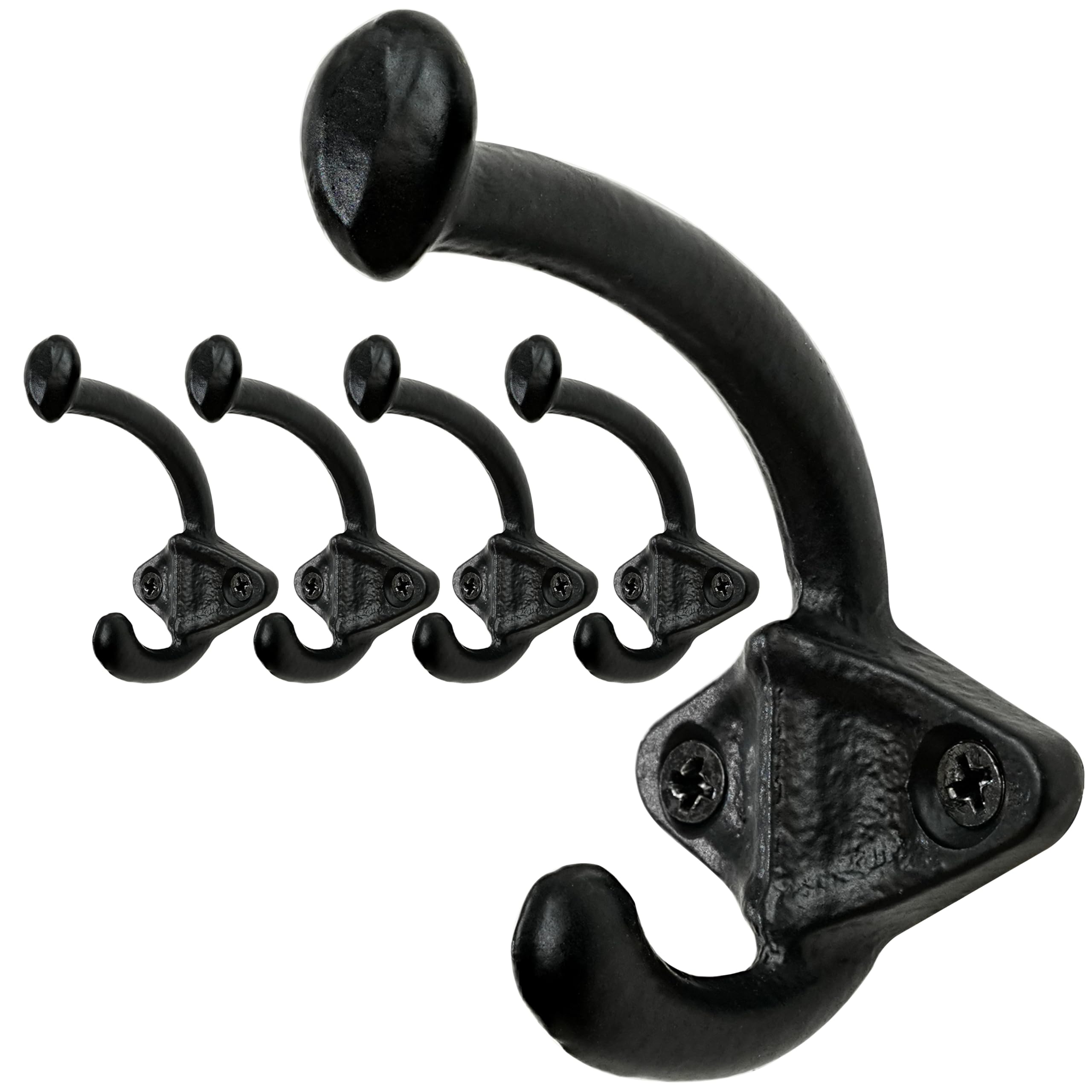 Crochets muraux en fonte noire SKOLOO | Lot de 5 patères rustiques