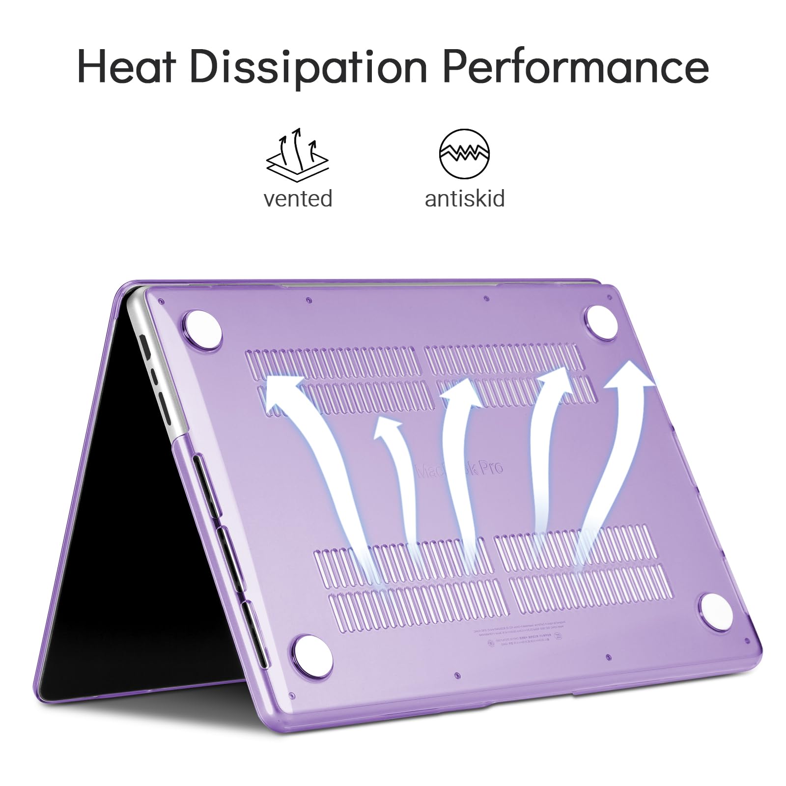 TECOOL Cover per MacBook Pro 14 Pollici M4 M3 M2 M1 Pro/Max 2021-2024 (A3401 A3185 A3112 A2992 A2918 A2779 A2442), Custodia Rigida Protettiva Sottile in Plastica e Copritastiera UE, Cristallo Lilla