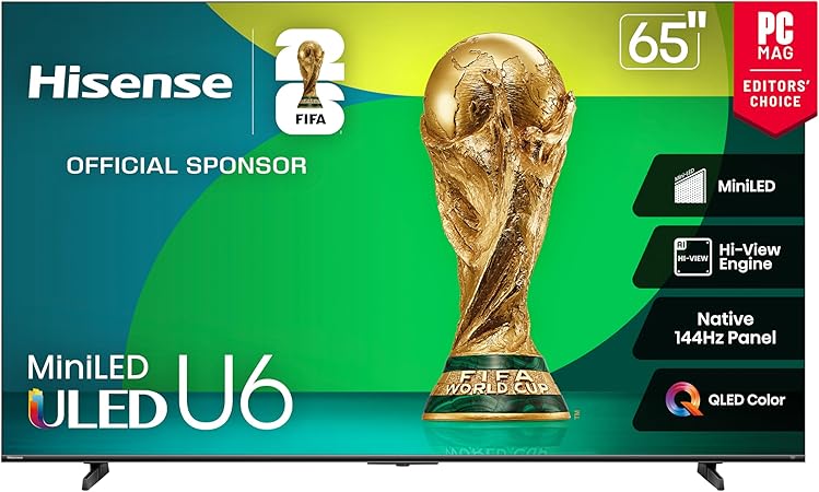 Hisense 65-inch U6 Series Mini-LED 4K UHD Smart Fire TV Hisense 65-inch U6 Series Mini-LED 4K UHD Smart Fire TV