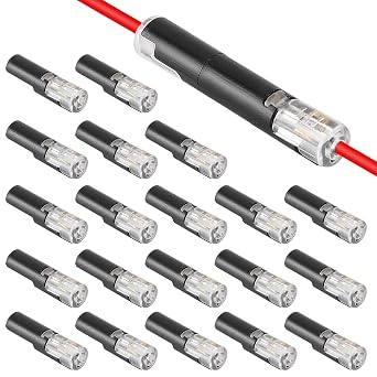 20Pcs Pluggable LED Wire Connectors, 1-Pin 1-Way Universal Quick Splice Terminals,1 Pin Low Voltage Wire Connector with Locking Buckle,Quick Disconnect Led Light Strip Connectors